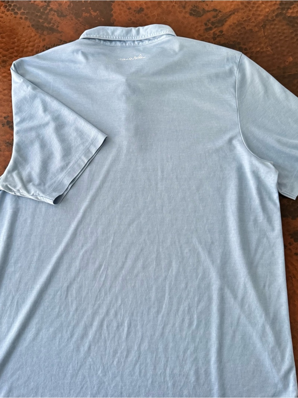 Travis Mathew Golf Polo Men XXL Blue Wash Pima Cotton Performance Stretch Shirt - Picture 8 of 10